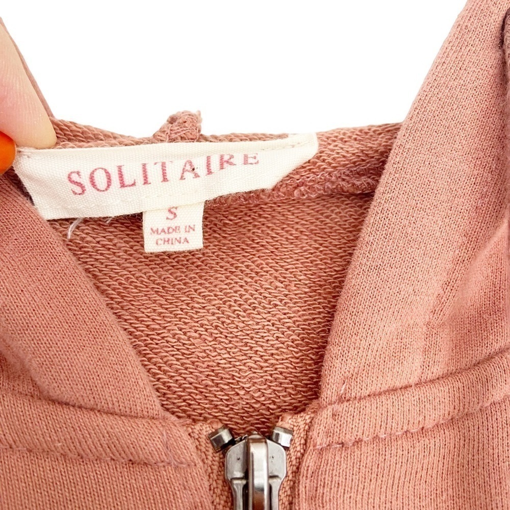 Solitaire Women's Floral Embroided Long Zip Hooded Sweatshirt Jacket Pink S - Picture 6 of 9